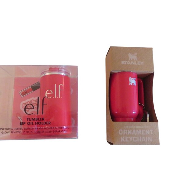 E.L.F. x Stanley 40oz Tumbler Quencher (Red Delicious) Lip Oil Holder & Ornament - Picture 13 of 15